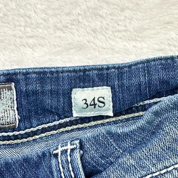 Buckle BKE Jeans Womens 34S Short Blue Fade Y2K Payton Skinny Midrise Whiskers - Picture 4 of 12